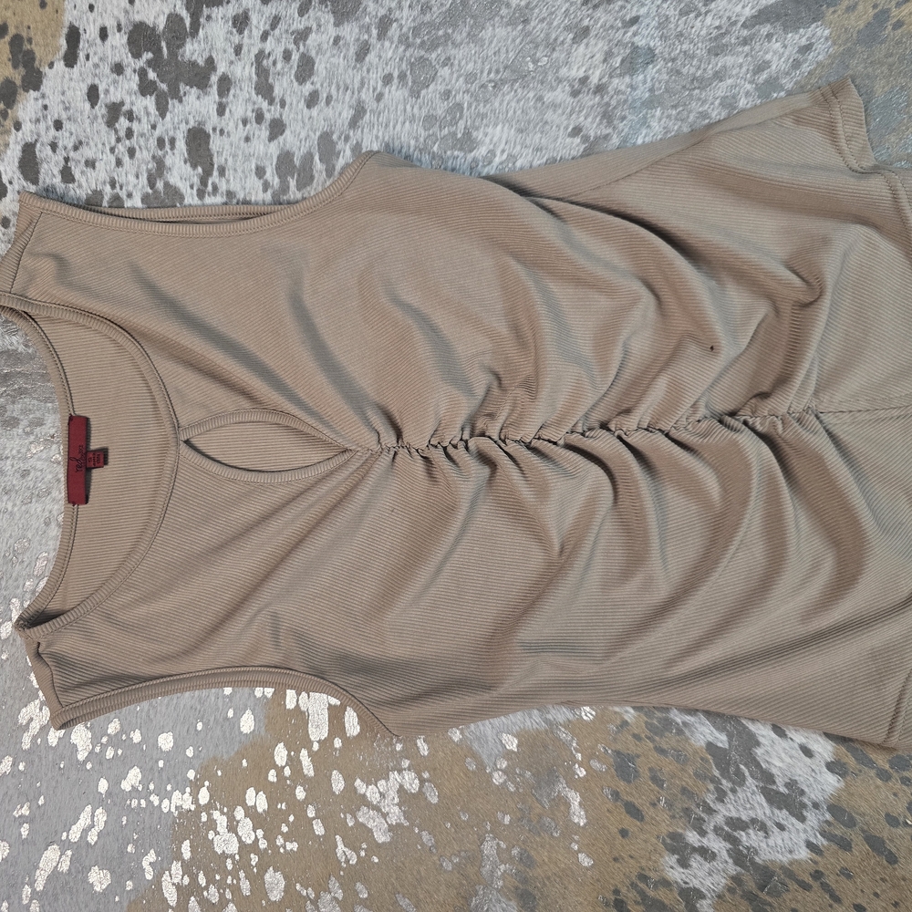 Ruched Tan Sleeveless Top